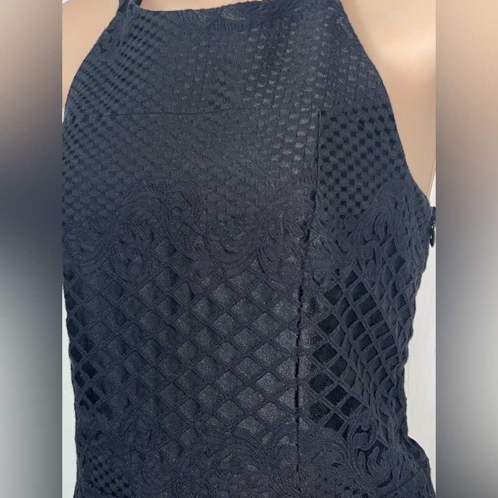 Parker Women’s Black Leona Halter Embroidered Skater Fit Flare Dress Open Back L - Picture 8 of 13